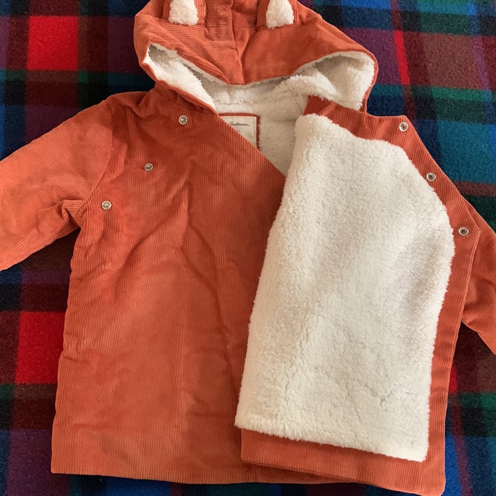 Hanna Andersson fox jacket Sherpa lined corduroy orange brown - Picture 13 of 16